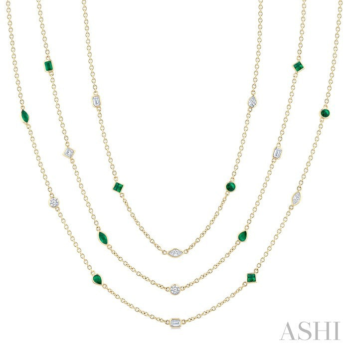 Mixed Shape Gemstone & Diamond Station Necklace