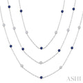 Round Shape Gemstone & Diamond Station Necklace