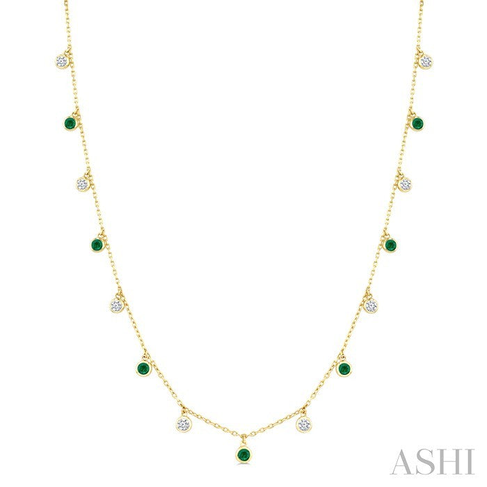 Gemstone & Diamond Station Necklace