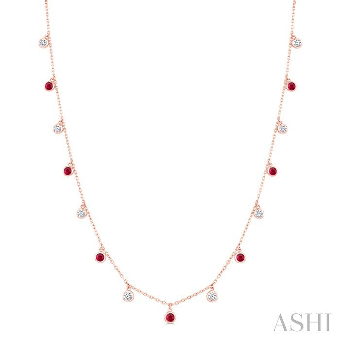 Gemstone & Diamond Station Necklace