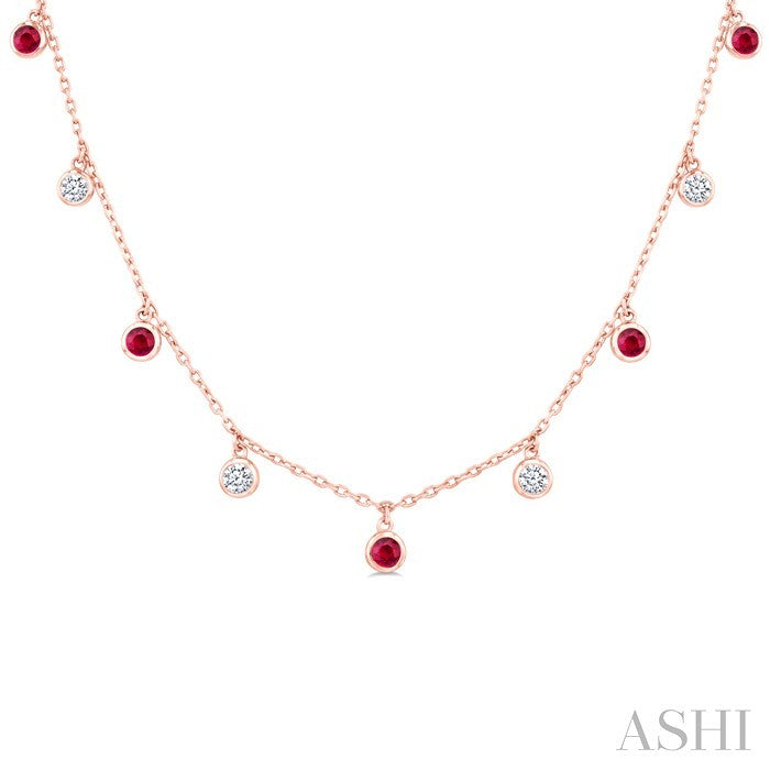 Gemstone & Diamond Station Necklace