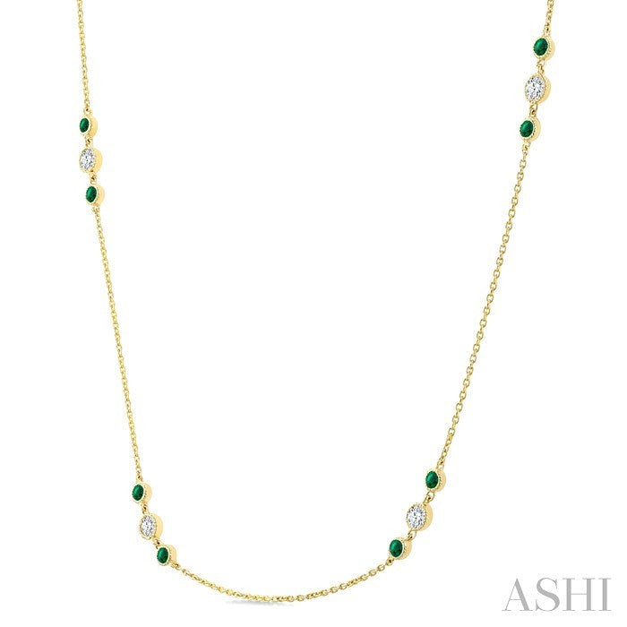 Gemstone & Diamond Station Necklace