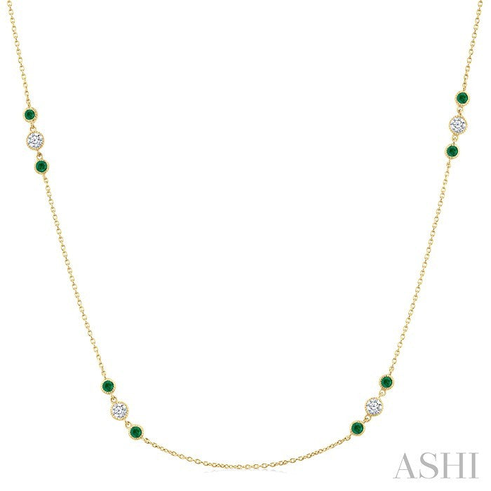 Gemstone & Diamond Station Necklace