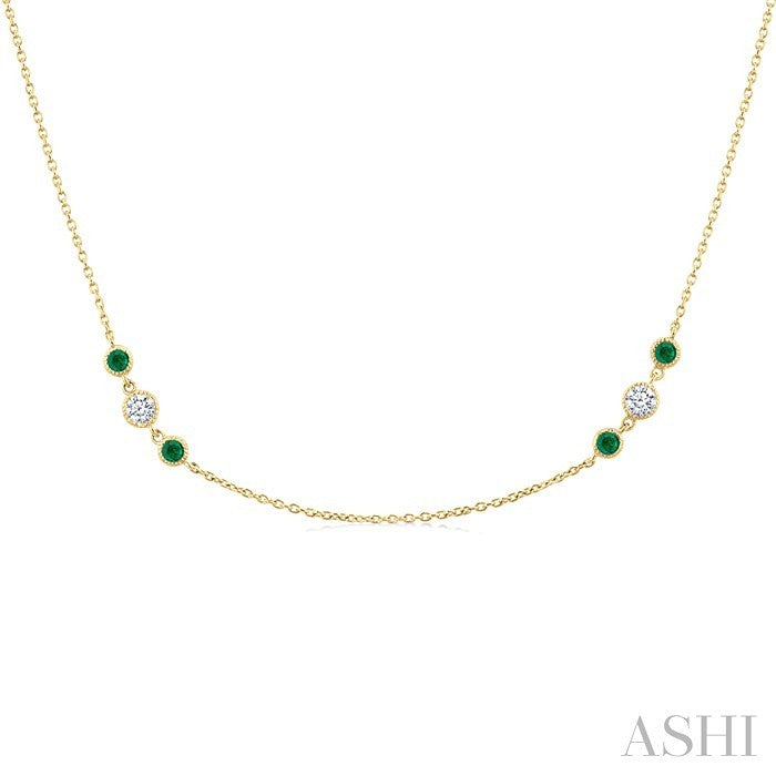 Gemstone & Diamond Station Necklace
