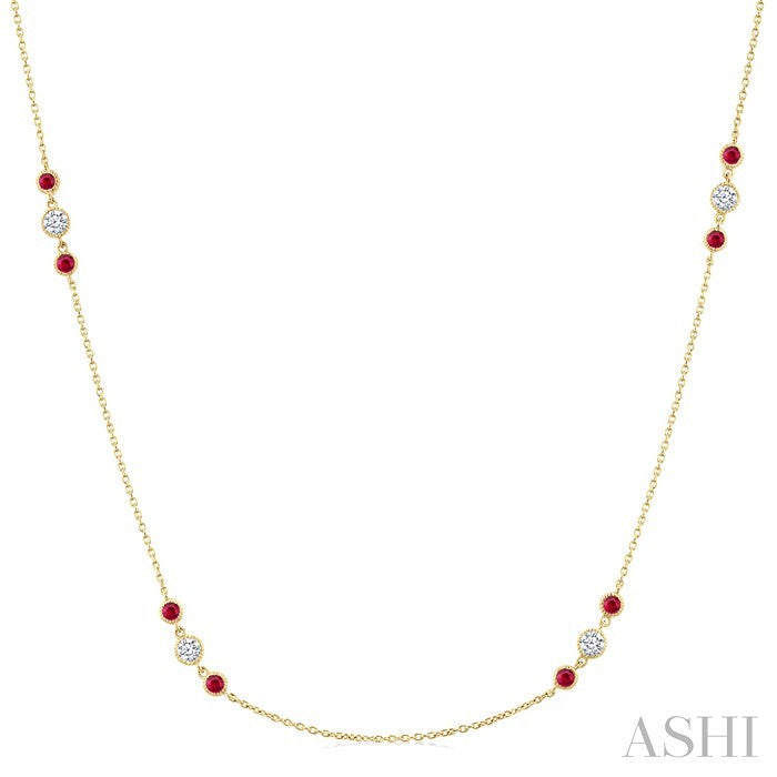 Gemstone & Diamond Station Necklace