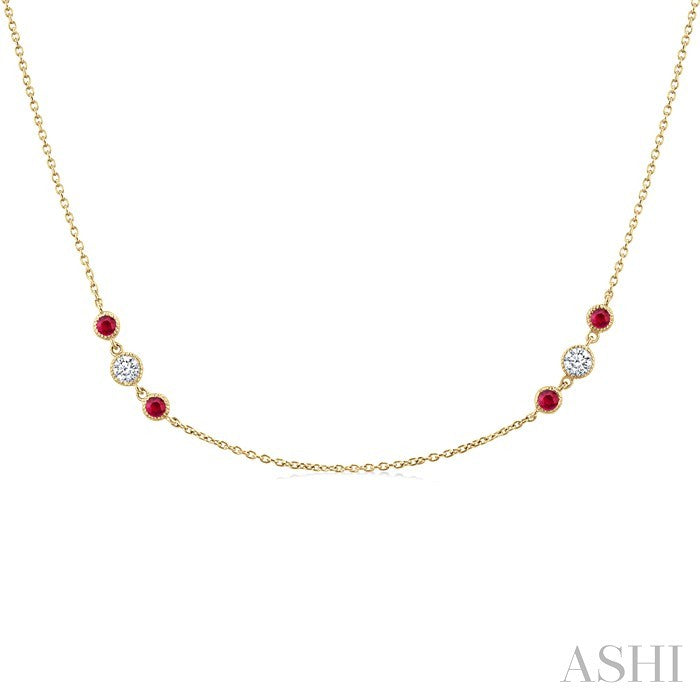Gemstone & Diamond Station Necklace