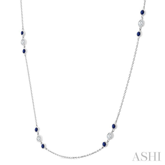 Gemstone & Diamond Station Necklace