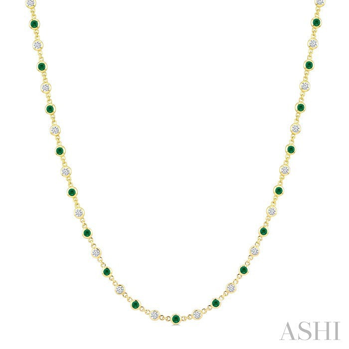 Bezel Alternate Gemstone & Diamond Necklace