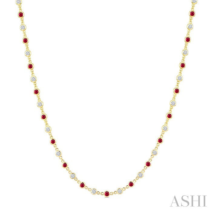 Bezel Alternate Gemstone & Diamond Necklace