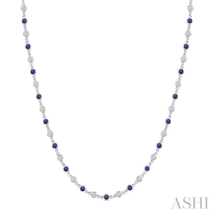 Bezel Alternate Gemstone & Diamond Necklace