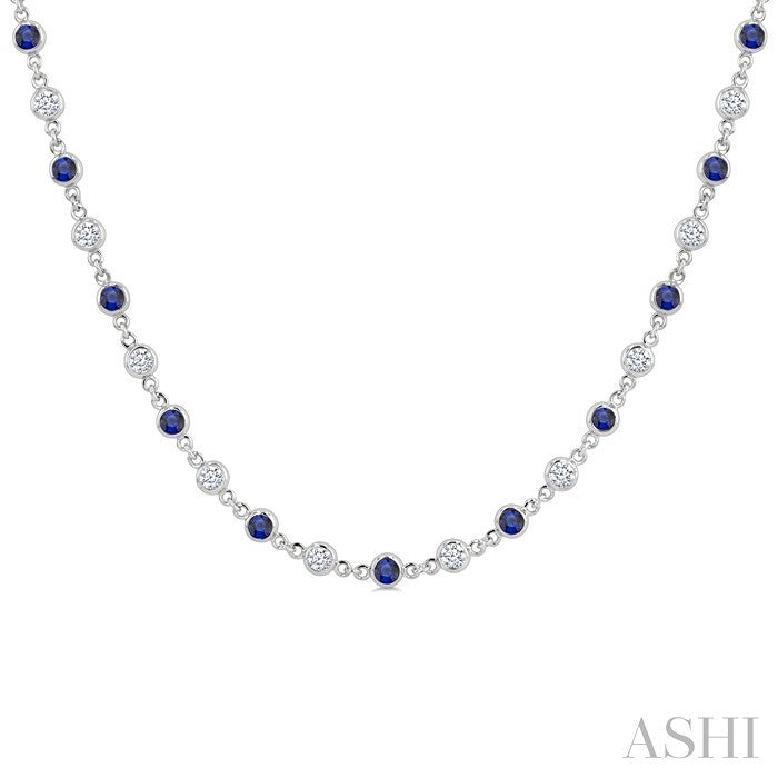 Bezel Alternate Gemstone & Diamond Necklace