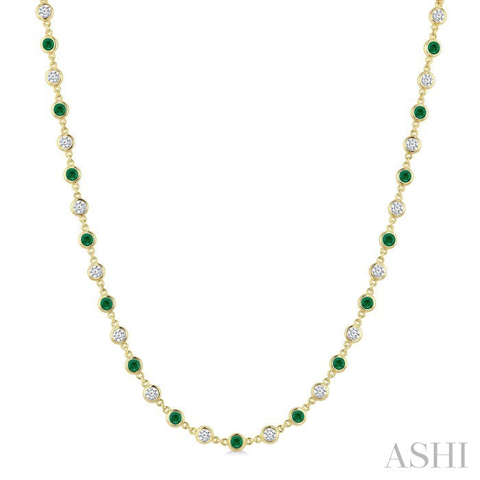 Bezel Alternate Gemstone & Diamond Necklace