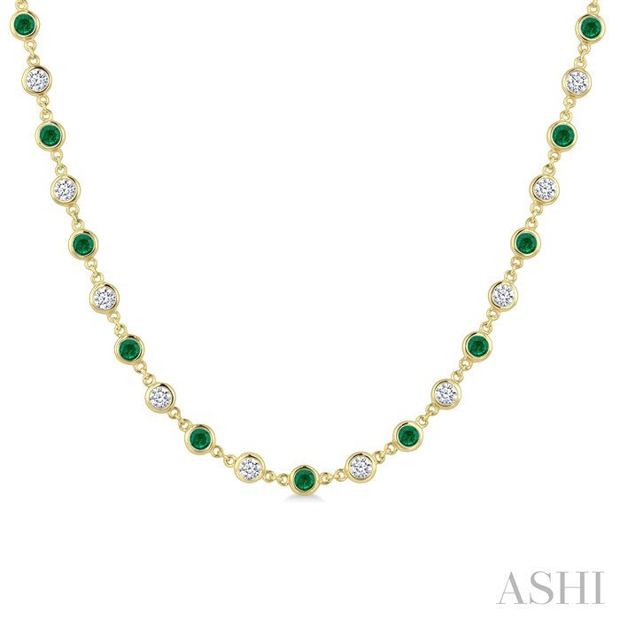 Bezel Alternate Gemstone & Diamond Necklace