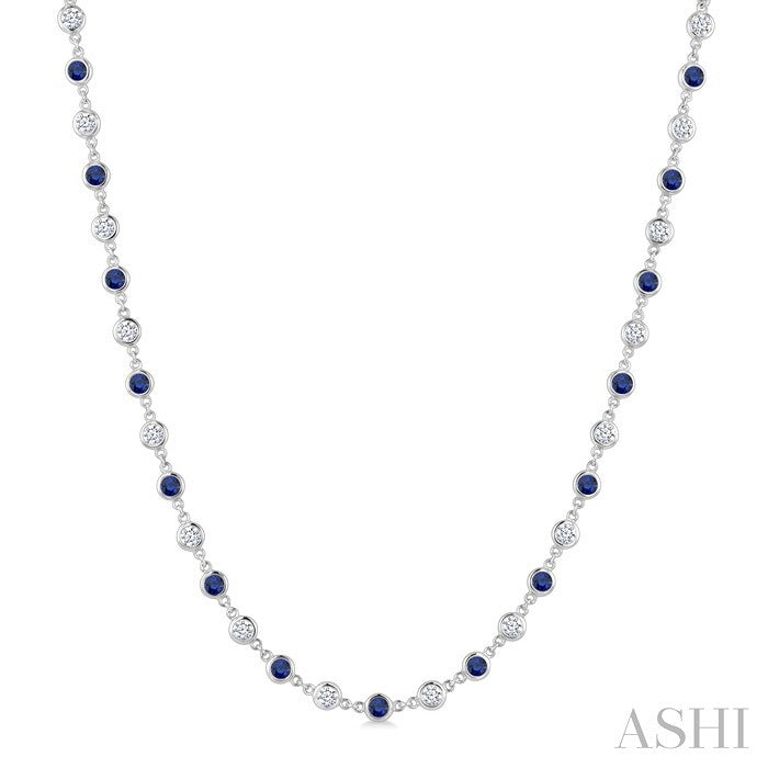 Bezel Alternate Gemstone & Diamond Necklace