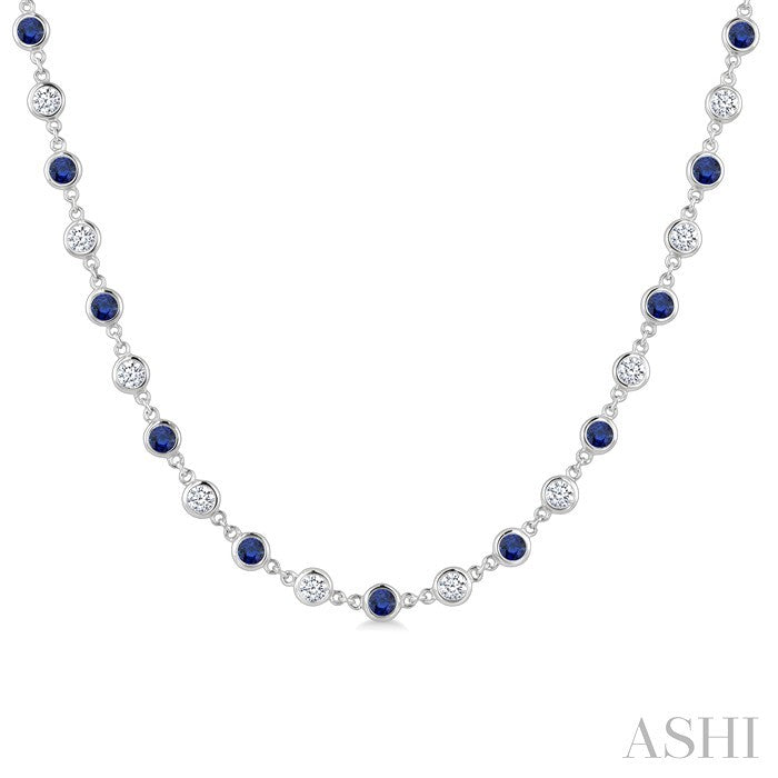 Bezel Alternate Gemstone & Diamond Necklace