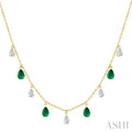 Pear Shape Gemstone & Diamond Station Necklace