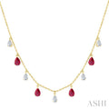 Pear Shape Gemstone & Diamond Station Necklace