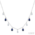 Pear Shape Gemstone & Diamond Station Necklace