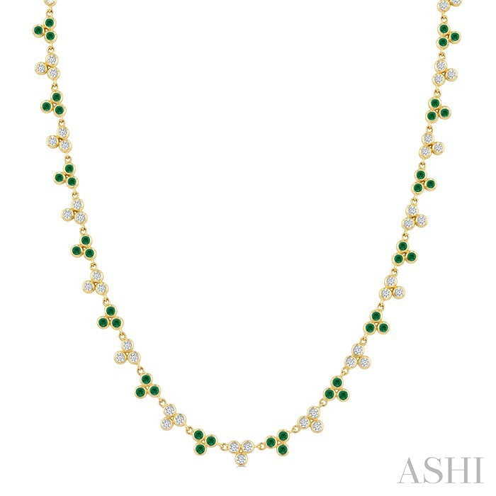 3 Stone Bezel Alternate Gemstone & Diamond Necklace