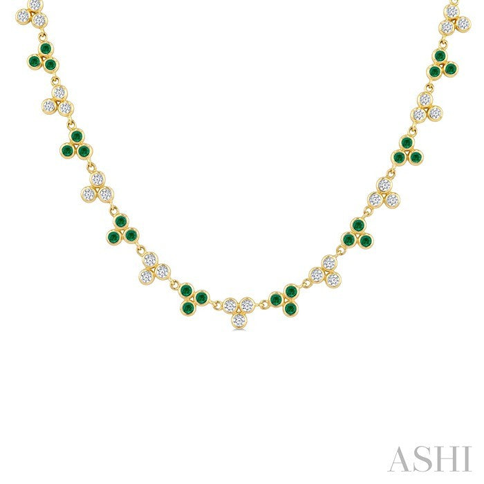 3 Stone Bezel Alternate Gemstone & Diamond Necklace