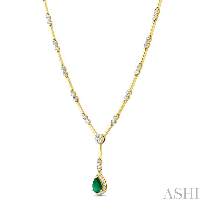 Bar Link Gemstone & Diamond Necklace