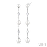Pearl & Diamond Station Long Earrings