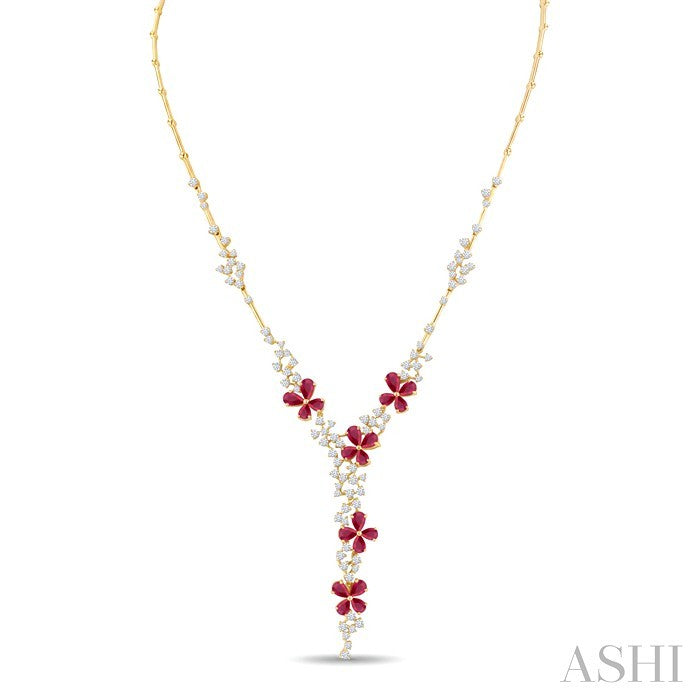 Blossom Gemstone & Diamond Fashion Y Necklace