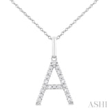 Silver Block 'A' Initial Diamond Pendant