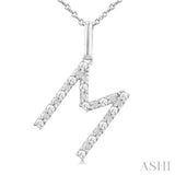 Silver Block 'M' Initial Diamond Pendant