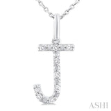 Silver Block 'J' Initial Diamond Pendant