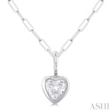 Heart Shape Bezel Set Paper Clip Diamond Fashion Pendant