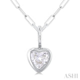Heart Shape Bezel Set Paper Clip Diamond Fashion Pendant