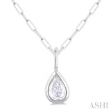 Pear Shape Bezel Set Paper Clip Diamond Fashion Pendant