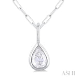 Pear Shape Bezel Set Paper Clip Diamond Fashion Pendant