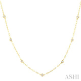 Bezel Set Paper Clip Diamond Station Necklace