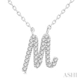 Script 'M' Initial Diamond Pendant