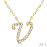 Script 'V' Initial Diamond Pendant