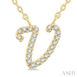 Script 'V' Initial Diamond Pendant