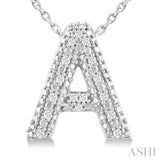 Silver Bubble 'A' Initial Diamond Pendant