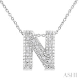 Silver Bubble 'N' Initial Diamond Pendant