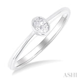 Oval Shape Bezel Set Petite Diamond Fashion Ring