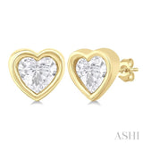 Heart Shape Bezel Set Petite Diamond Fashion Earrings
