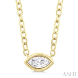 Marquise Shape East-West Bezel Set Petite Diamond Fashion Pendant