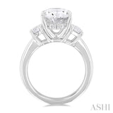 Oval Shape Past Present & Future Semi-Mount Diamond Engagement Ring