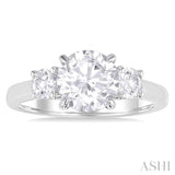 Round Shape Past Present & Future Semi-Mount Diamond Engagement Ring