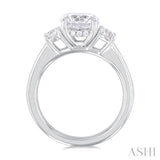 Round Shape Past Present & Future Semi-Mount Diamond Engagement Ring