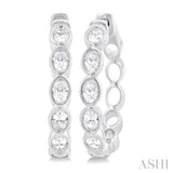 Oval Shape Bezel Set Diamond Fashion Hoop Earrings