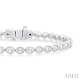 Oval Shape East-West Bezel Set Diamond Tennis Bracelet