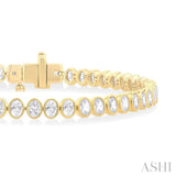 Oval Shape North-South Bezel Set Diamond Tennis Bracelet