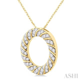 1/2 Ctw Ribbed Swirl Circle Round Cut Diamond Fashion Pendant With Chain in 10K Yellow Gold